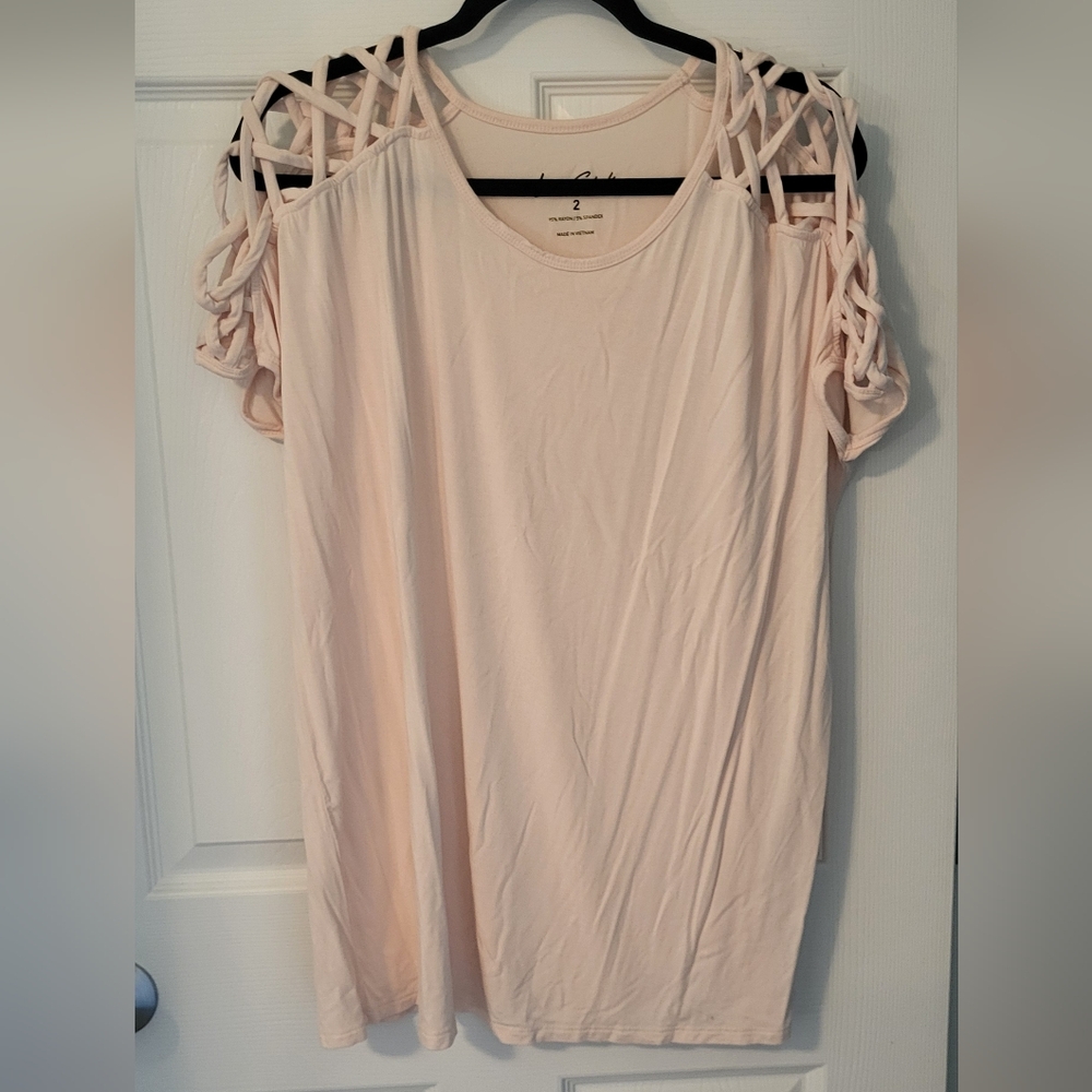 Torrid Pink Blouse with Cut Out Sleeves and Relaxed Fit